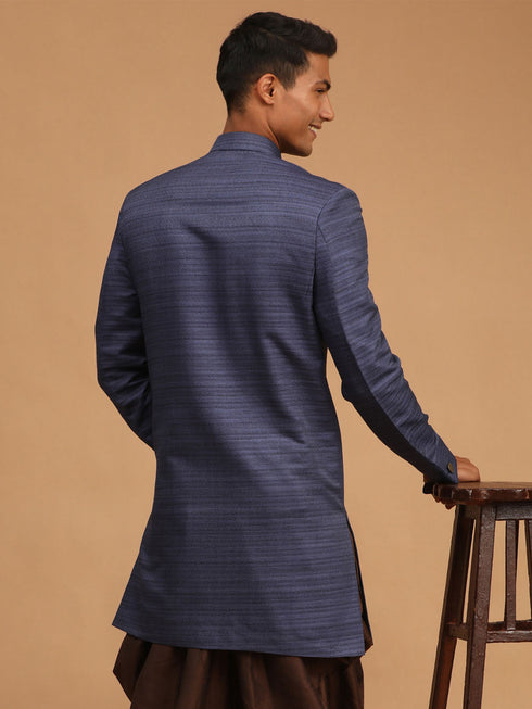 Vastramay Men's Navy Blue Sherwani Only Top